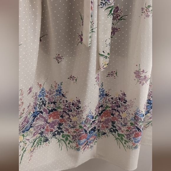 Vintage Women's Summer Dress Semi Sheer Size 13/14 Floral Belted Made in Canada - Picture 5 of 7